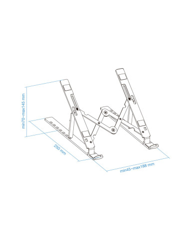 TooQ Soporte Elevador para Portátiles, Tablets, Móviles y Libros, Gris