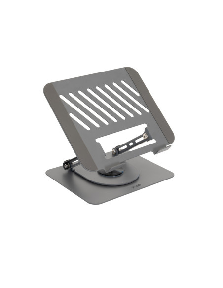 TooQ Soporte Elevador con rotación 360° y ajustable, para dispositivos de 11”-17”, Color Gris Oscuro