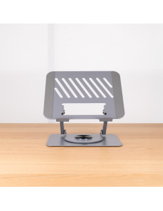 TooQ Soporte Elevador con rotación 360° y ajustable, para dispositivos de 11”-17”, Color Gris Oscuro 2