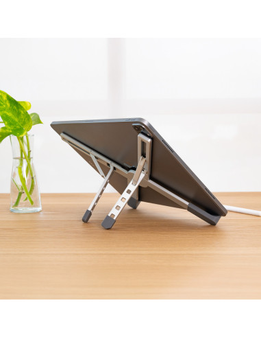 TooQ Soporte elevador plegable de aluminio para portátiles, Plata