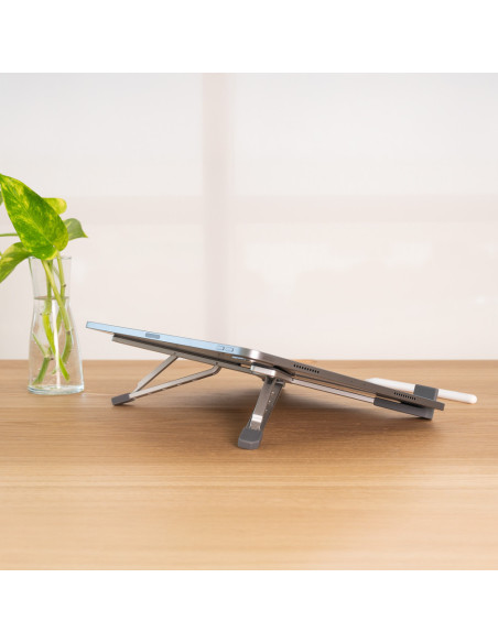 TooQ Soporte elevador plegable de aluminio para portátiles, Plata
