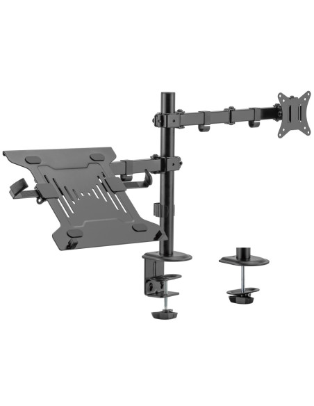 Ewent EW1519 soporte para ordenador portátil Soporte de mesa con estante para ordenador portátil y brazo para monitor Negro 39,6