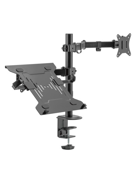 Ewent EW1519 soporte para ordenador portátil Soporte de mesa con estante para ordenador portátil y brazo para monitor Negro 39,6