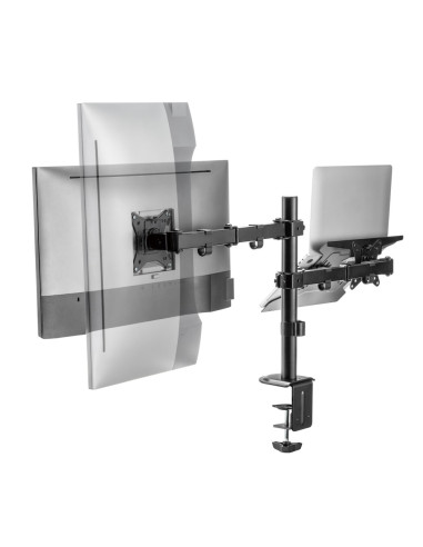 Ewent EW1519 soporte para ordenador portátil Soporte de mesa con estante para ordenador portátil y brazo para monitor Negro 39,6