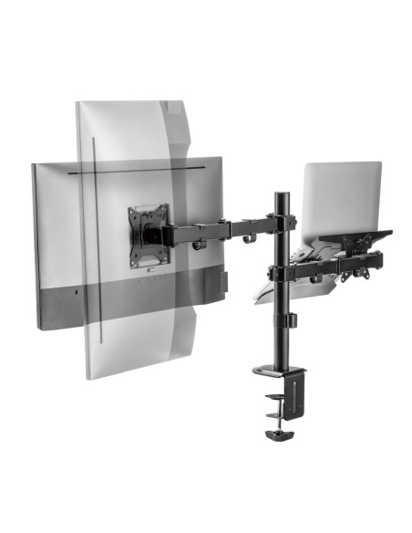 Ewent EW1519 soporte para ordenador portátil Soporte de mesa con estante para ordenador portátil y brazo para monitor Negro 39,6