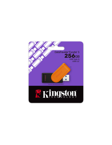 Kingston Technology DataTraveler 256GB Portable USB 3.2 Gen 1 Exodia S (Black/Orange)