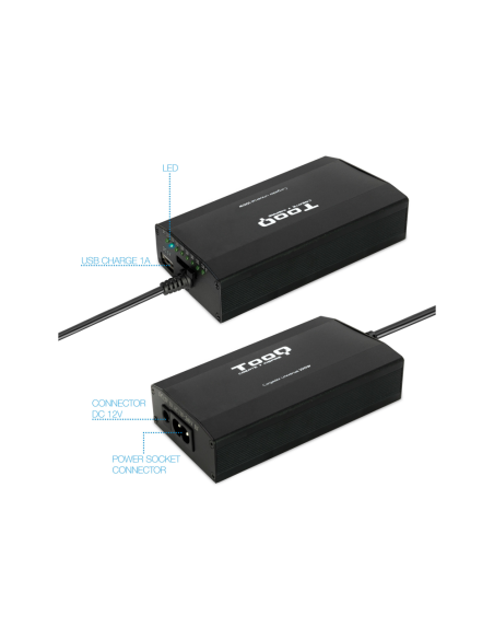 TooQ TQLC-100BS01M adaptador e inversor de corriente Auto/Interior Negro