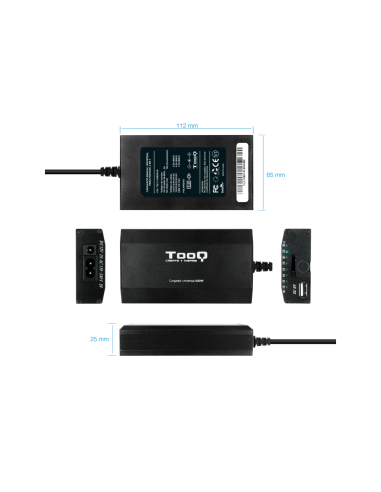 TooQ TQLC-100BS01M adaptador e inversor de corriente Auto/Interior Negro
