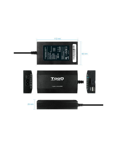 TooQ TQLC-100BS01M adaptador e inversor de corriente Auto/Interior Negro