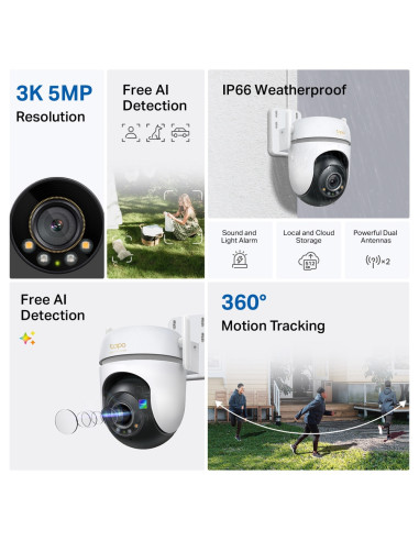 TP-Link Tapo TC43(EU) V2 Esférico Cámara de seguridad IP Interior y exterior 2880 x 1620 Pixeles Techo/Pared/Poste