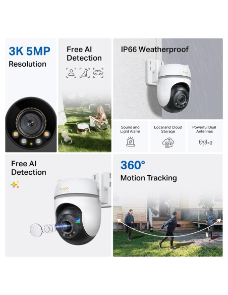 TP-Link Tapo TC43(EU) V2 Esférico Cámara de seguridad IP Interior y exterior 2880 x 1620 Pixeles Techo/Pared/Poste