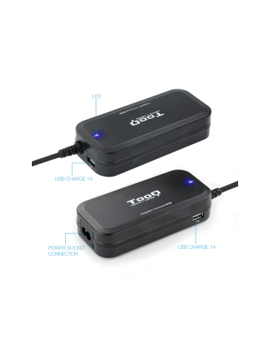 TooQ TQLC-90BS02AT adaptador e inversor de corriente Interior 90 W Negro