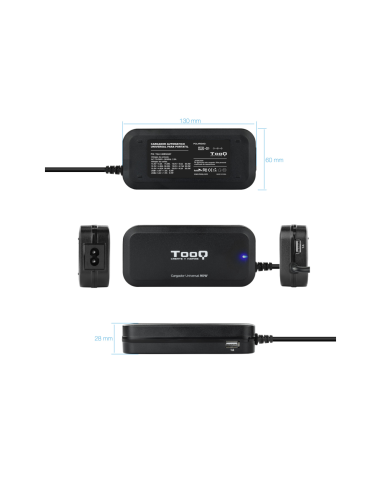 TooQ TQLC-90BS02AT adaptador e inversor de corriente Interior 90 W Negro