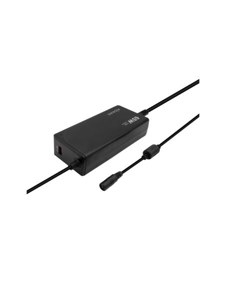 AISENS Cargador 65 W Automatico Universal Multitension Para Portatil Con 9 Conectores + USB-A QC.3.0