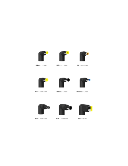 AISENS Cargador 65 W Automatico Universal Multitension Para Portatil Con 9 Conectores + USB-A QC.3.0