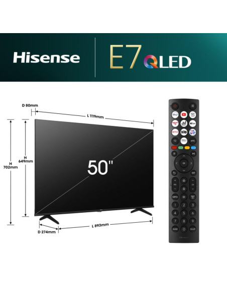 Hisense 50E77NQ 127 cm (50") 4K Ultra HD Smart TV Wifi Negro 350 cd / m²