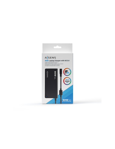 AISENS ASLC-90WAUTO-BK adaptador e inversor de corriente Interior 90 W Negro