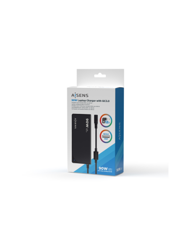 AISENS ASLC-90WAUTO-BK adaptador e inversor de corriente Interior 90 W Negro