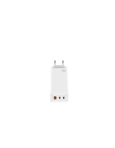 Leotec Cargador 65W GaN 2 USB-C PD + 1 USB-A Blanco