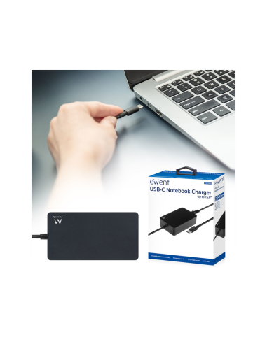 Ewent EW3980 adaptador e inversor de corriente Interior 65 W Negro