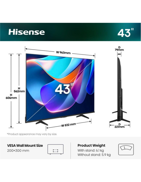 Hisense 65A6S 165,1 cm (65") 4K Ultra HD Smart TV Wifi Negro