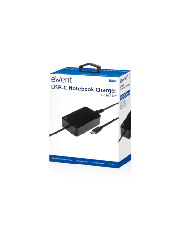 Ewent EW3980 adaptador e inversor de corriente Interior 65 W Negro