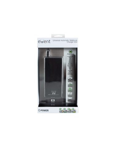 Ewent EW3966 adaptador e inversor de corriente Interior 90 W Negro