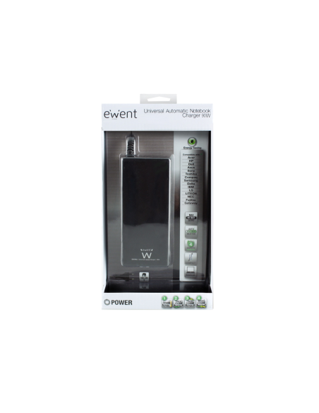 Ewent EW3966 adaptador e inversor de corriente Interior 90 W Negro