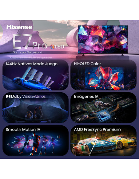 Hisense 65E7S PRO Televisor 165,1 cm (65") UHD+ Smart TV Wifi Negro 350 cd / m²