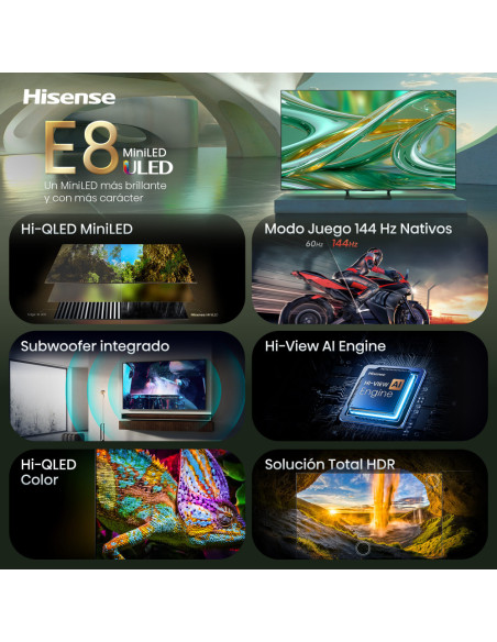 Hisense 50E8S Televisor 127 cm (50") 4K Ultra HD Smart TV Wifi Gris 500 cd / m²