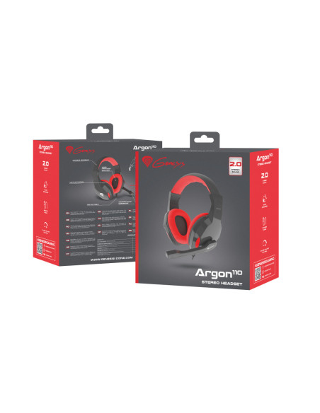 GENESIS Argon 110 Auriculares Alámbrico Diadema Juego Negro, Rojo