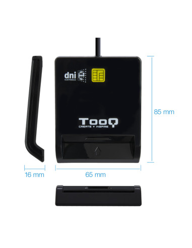 TooQ Lector de Tarjetas Inteligentes DNIe SIM USB-C, Negro