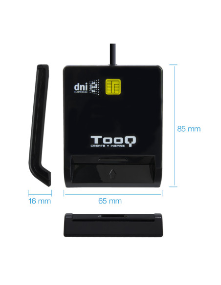 TooQ Lector de Tarjetas Inteligentes DNIe SIM USB-C, Negro