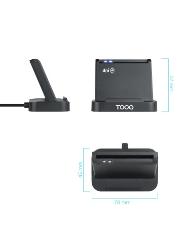 TooQ Lector de Tarjetas Inteligentes DNIe VISION USB 2.0, Negro