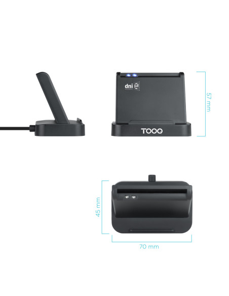 TooQ Lector de Tarjetas Inteligentes DNIe VISION USB 2.0, Negro