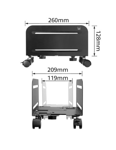 Ewent EW1291 soporte de CPU Carro para equipo informático Negro
