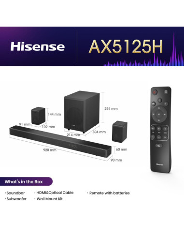 Hisense AX5125H Negro 5.1.2 canales 500 W