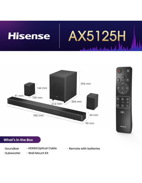 Hisense AX5125H Negro 5.1.2 canales 500 W
