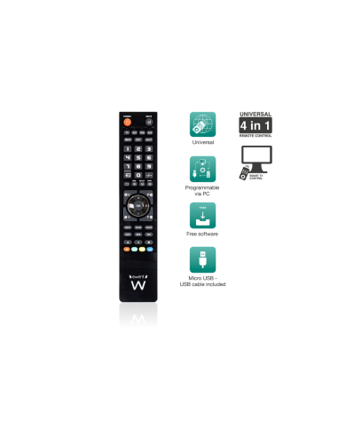 Ewent EW1570 mando a distancia DTT, DVD/Blu-ray, Proyector, SAT, STB, Altavoz para barra de sonido, TV, Universal, VCR Botones