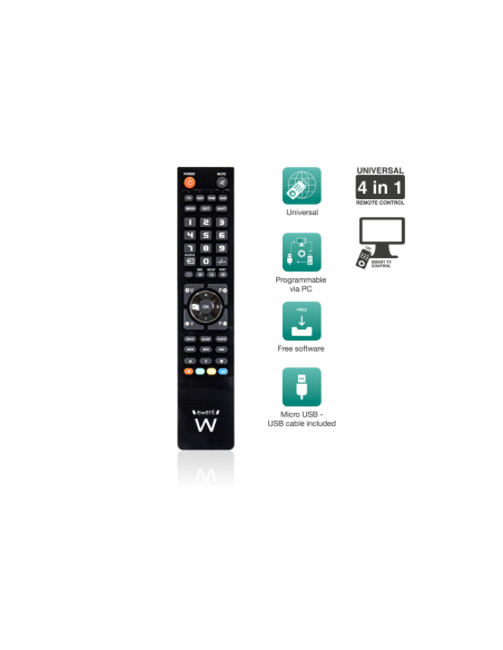 Ewent EW1570 mando a distancia DTT, DVD/Blu-ray, Proyector, SAT, STB, Altavoz para barra de sonido, TV, Universal, VCR Botones
