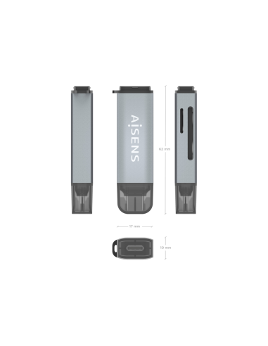 AISENS ASCR-2C10-GR lector de tarjeta USB 3.2 Gen 1 (3.1 Gen 1) Type-C
