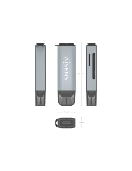 AISENS ASCR-2C10-GR lector de tarjeta USB 3.2 Gen 1 (3.1 Gen 1) Type-C
