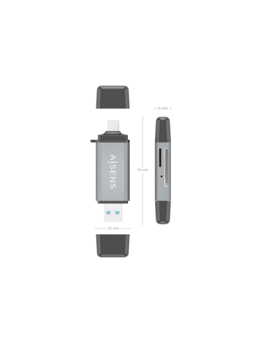 AISENS ASCR-2AC11-GR lector de tarjeta USB 3.2 Gen 1 (3.1 Gen 1) Type-A/Type-C