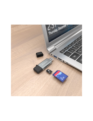 AISENS ASCR-2AC11-GR lector de tarjeta USB 3.2 Gen 1 (3.1 Gen 1) Type-A/Type-C