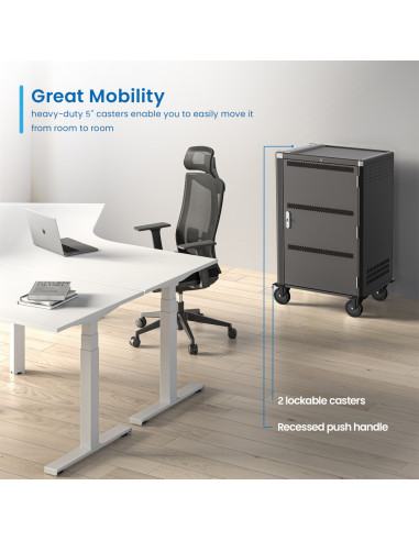 Ewent EW1701 carrito y armario de dispositivo portátil Armario de gestión y carga para dispositivos portátiles Negro, Gris