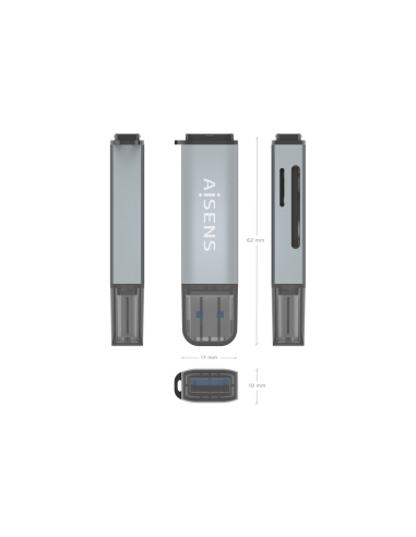 AISENS ASCR-2A09-GR lector de tarjeta USB 3.2 Gen 1 (3.1 Gen 1) Type-A