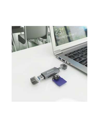 AISENS ASCR-2AC08-GR lector de tarjeta USB 3.2 Gen 1 (3.1 Gen 1) Type-A/Type-C