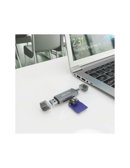 AISENS ASCR-2AC08-GR lector de tarjeta USB 3.2 Gen 1 (3.1 Gen 1) Type-A/Type-C
