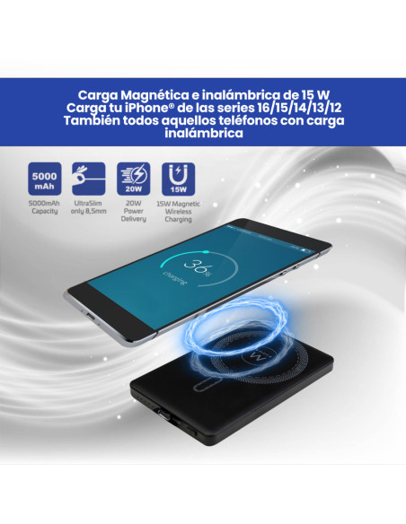 Ewent EW1160 batería externa Polímero de litio Cargador inalámbrico Negro