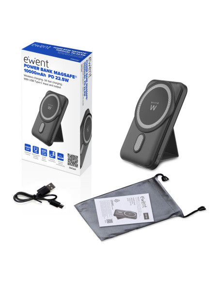 Ewent EW1162 batería externa Polímero de litio Cargador inalámbrico Negro